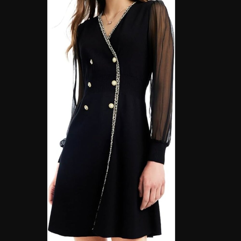 NWT (S/4)Formal Silk or Lace Long Sleeves V Neck Velvet Dresses - Picture 2 of 8